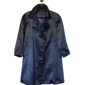 Anne Klein Black Button Up Overcoat Size 12 Petite
